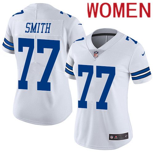 Women Dallas Cowboys 77 Tyron Smith Nike White Vapor Limited NFL Jersey